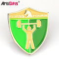 Custom The shield shape metal club pin badge with synthetic enamel